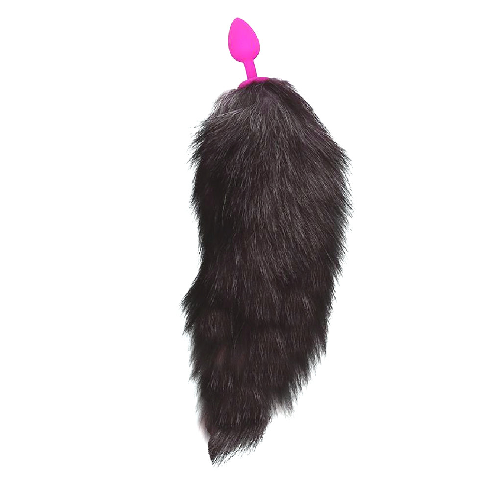 Small Sized Cat Tail Silicone Plug, Black 18"