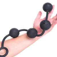 Long Black Anal Silicone Beads