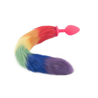 Rainbow Fox Tail Silicone Plug 18"