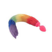 Rainbow Fox Tail Silicone Plug 18"