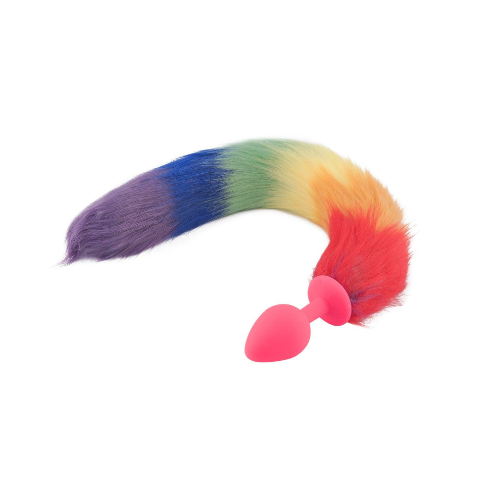 Rainbow Fox Tail Silicone Plug 18"