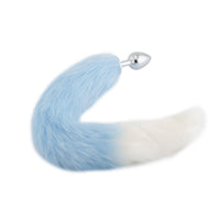 Light Blue with White Fox Metal Plug, 18"