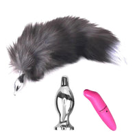 Dark Fox Tail With Vibrating Plug, 15"