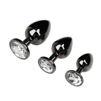 Gunmetal Jeweled Princess Plug 3 Piece Set