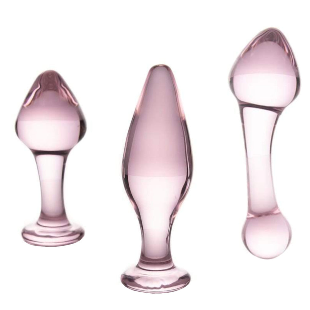 Rose Pink Anal Crystal Glass Kit (3 Piece)