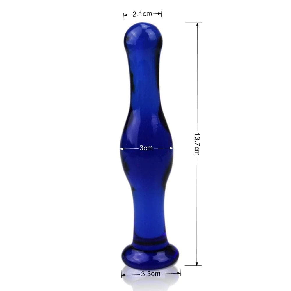 Blue Large Anal Glass Plug Dildo