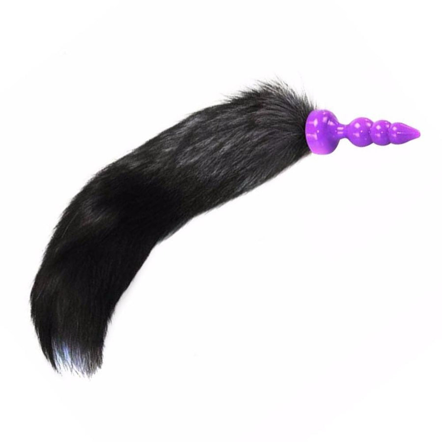16" Black Fox Tail Silicone Plug