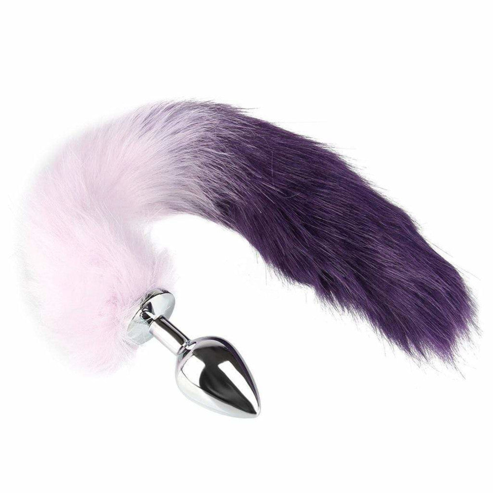 Purple/White Gradient Cat Tail Accessory With Plug Tip
