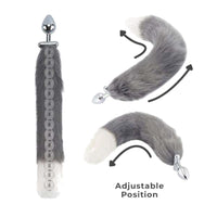 Grey with White Fox Shapeable Metal Tail, 18"