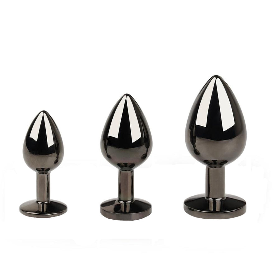 Gunmetal Jeweled Plug Set (3 Piece)