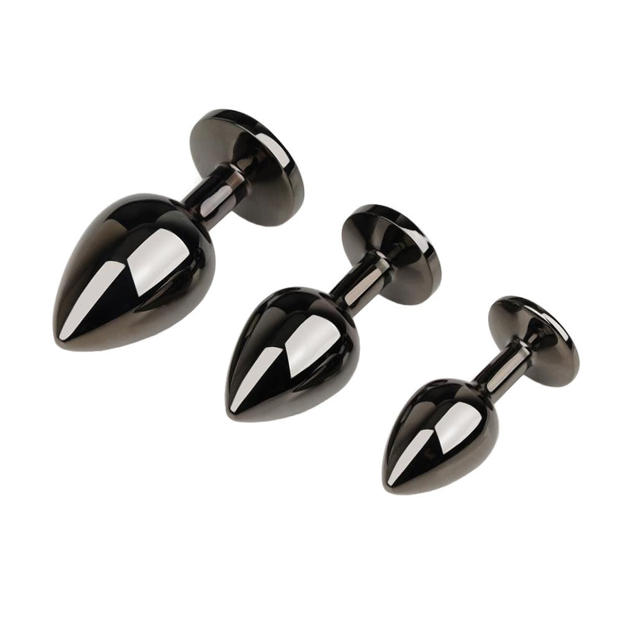 Gunmetal Jeweled Plug Set (3 Piece)